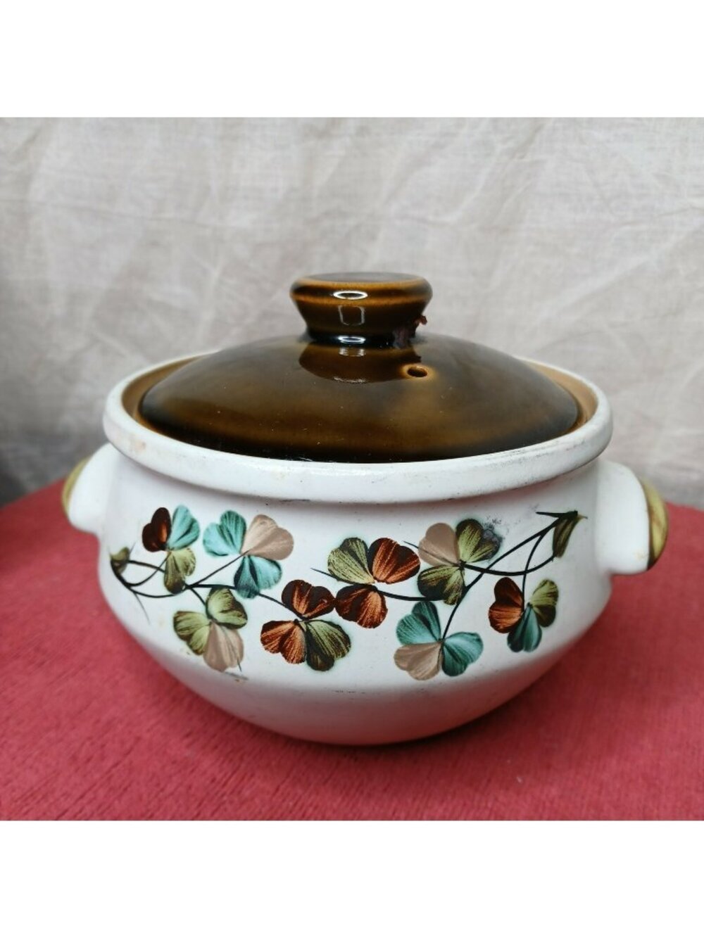 Vintage 80's Denby England Shamrock Pattern Small Round 2 PT Casserole Dish/Lid